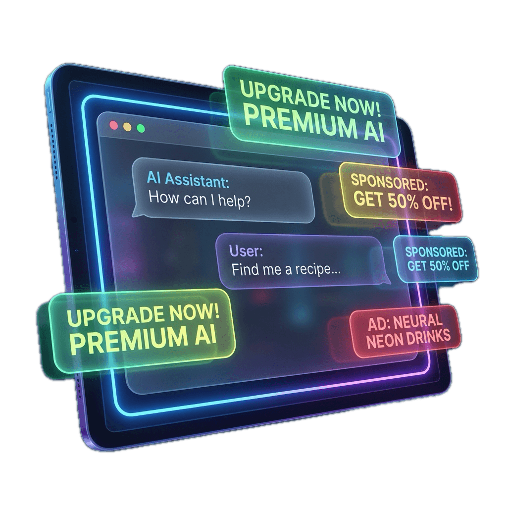 ChatGPT interface showing advertisements